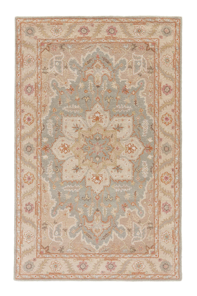 Orleans Handmade Medallion Beige & Blue Area Rug