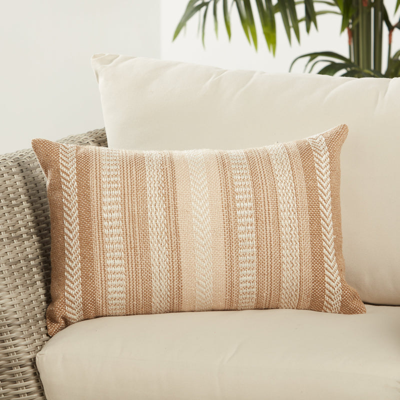 Pampas Papyrus Indoor/Outdoor Beige & Ivory Pillow 4