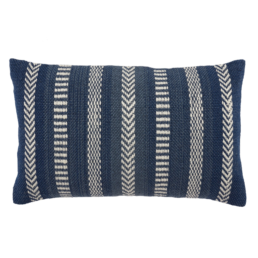 Pampas Papyrus Indoor/Outdoor Blue & Ivory Pillow 1