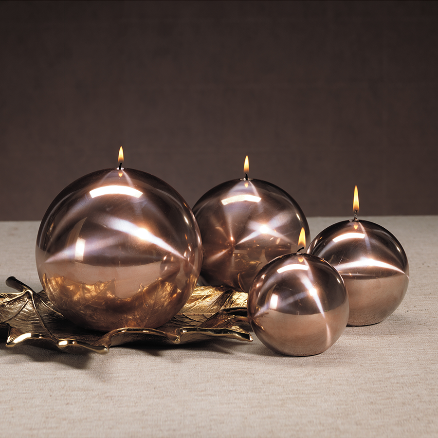 Titanium Rose Gold Ball Candles - Set of 2