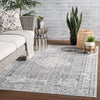 Langley Indoor/ Outdoor Medallion Gray & Blue Area Rug