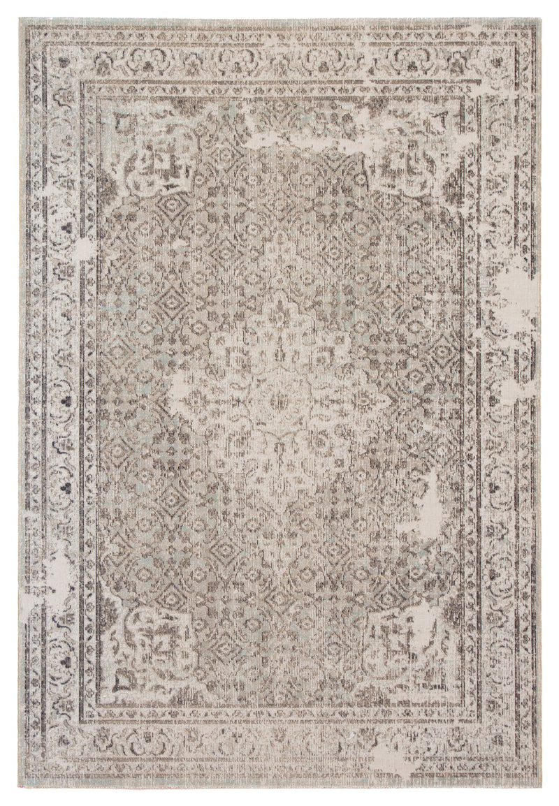 Langley Indoor/ Outdoor Medallion Gray & Blue Area Rug