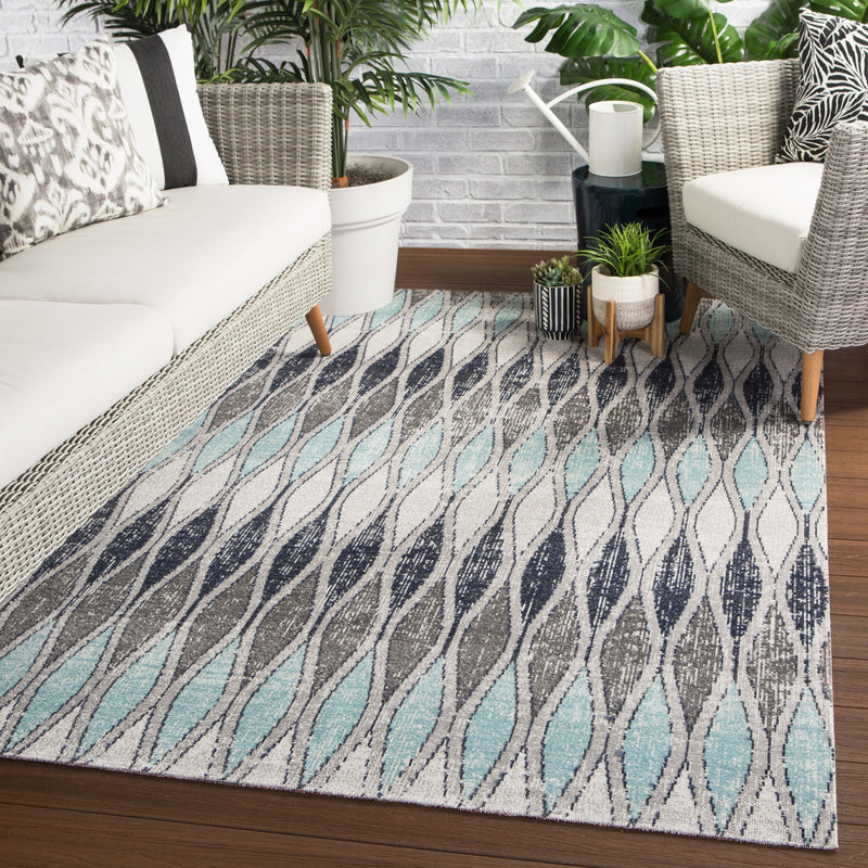 Norwich Indoor/ Outdoor Geometric Gray & Blue Area Rug