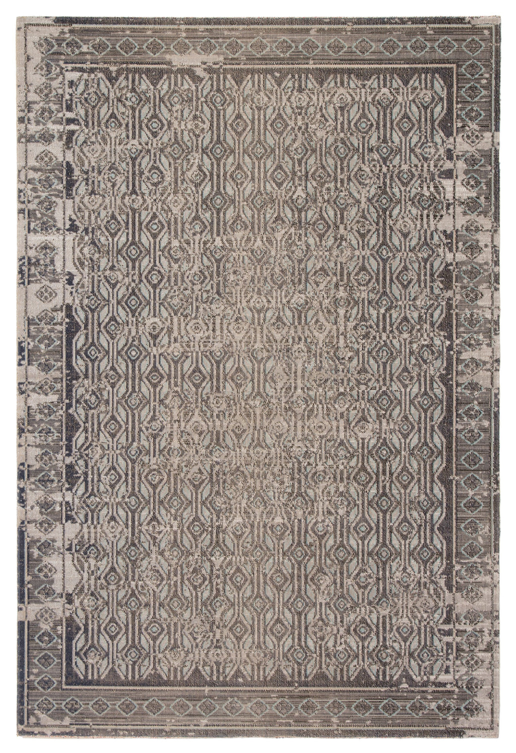 Stowe Indoor/ Outdoor Geometric Gray & Blue Area Rug