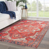 Leighton Indoor/ Outdoor Medallion Red & Blue Area Rug