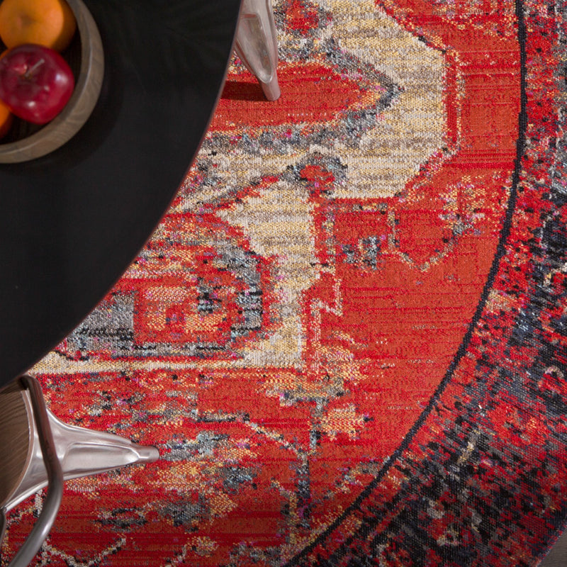 Leighton Indoor/ Outdoor Medallion Red & Blue Area Rug