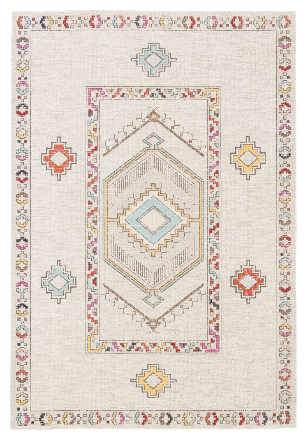 Tov Indoor/ Outdoor Medallion Light Gray & Multicolor Area Rug