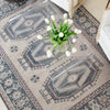 Miner Indoor/ Outdoor Medallion Light Teal & Gray Area Rug