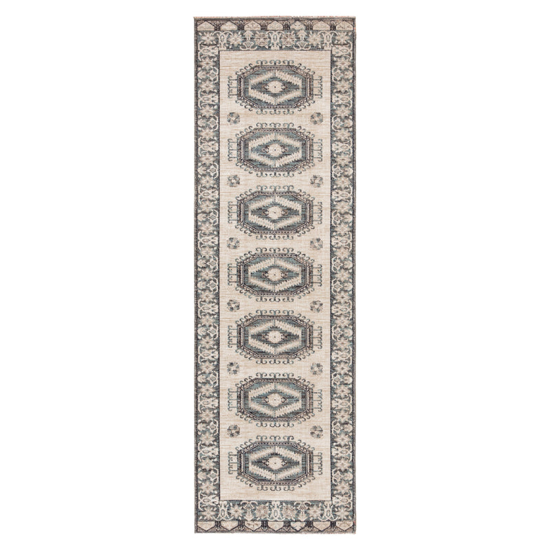 Miner Indoor/ Outdoor Medallion Light Teal & Gray Area Rug