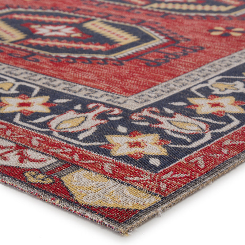 Miner Indoor/ Outdoor Medallion Red & Yellow Area Rug