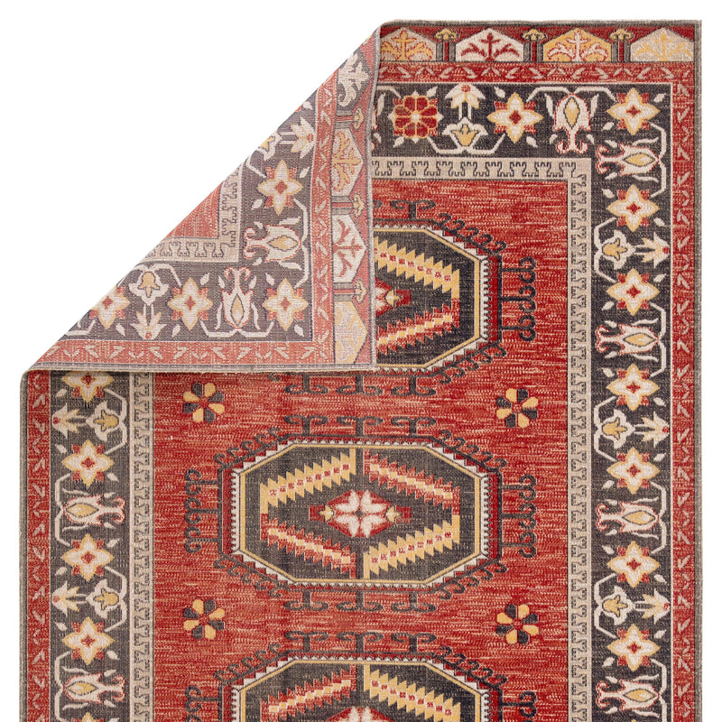 Miner Indoor/ Outdoor Medallion Red & Yellow Area Rug