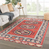 Miner Indoor/ Outdoor Medallion Red & Yellow Area Rug