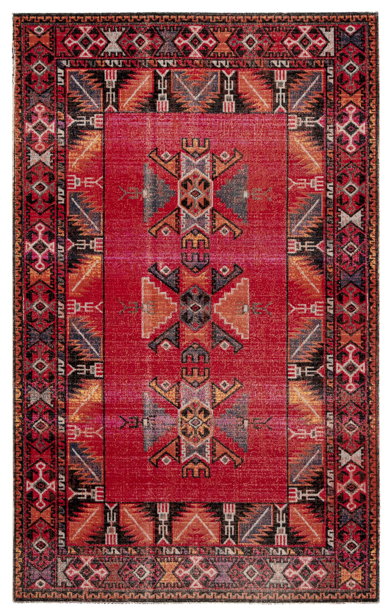 Paloma Indoor/ Outdoor Tribal Red & Black Area Rug