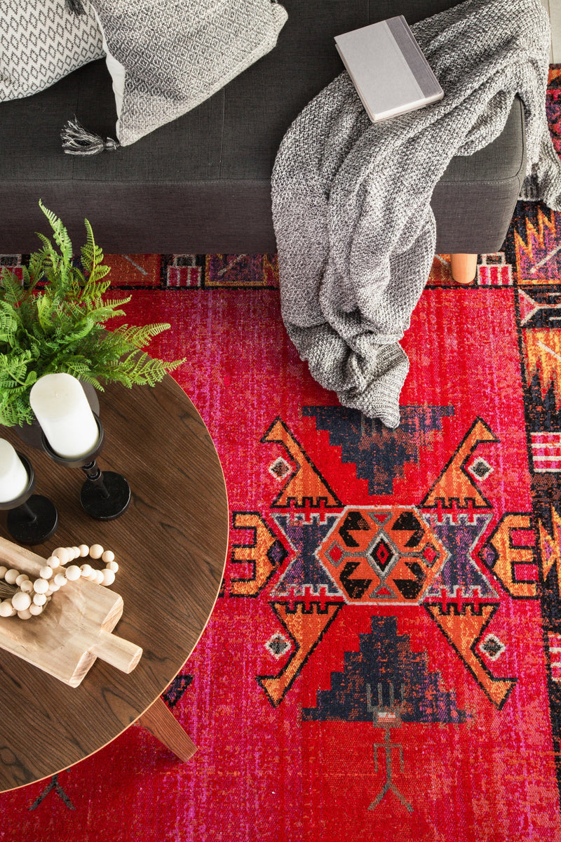 Paloma Indoor/ Outdoor Tribal Red & Black Area Rug