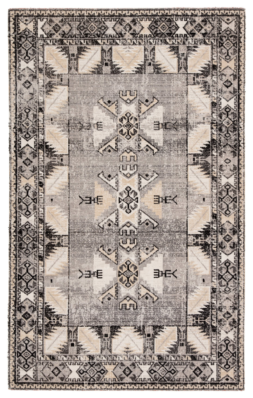 Paloma Indoor/ Outdoor Tribal Gray & Beige Area Rug