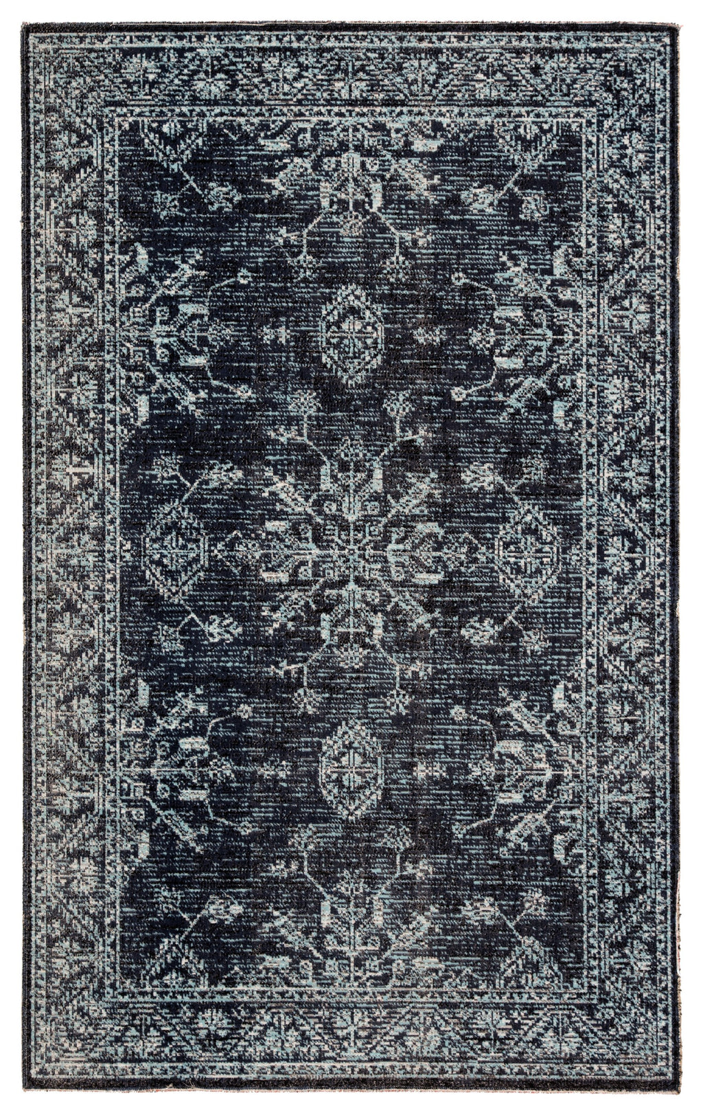 Fayer Indoor/ Outdoor Medallion Blue & Black Area Rug