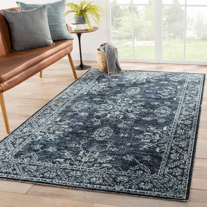 Fayer Indoor/ Outdoor Medallion Blue & Black Area Rug