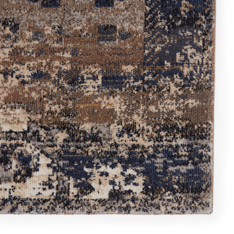 Belfast Indoor/Outdoor Medallion Taupe & Dark Blue Rug