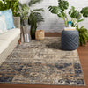 Belfast Indoor/Outdoor Medallion Taupe & Dark Blue Rug