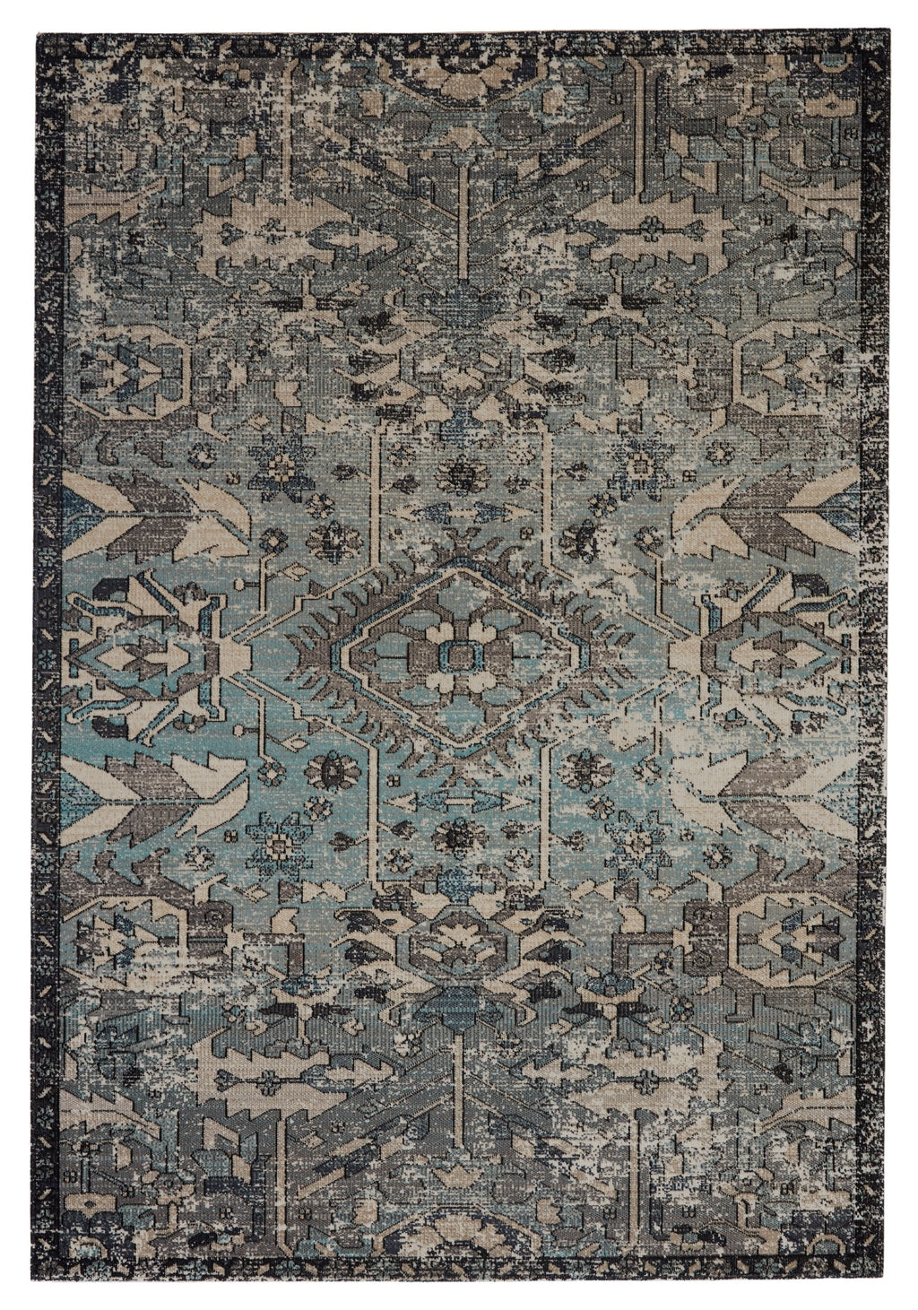 Ansilar Indoor/Outdoor Medallion Blue & Grey Rug