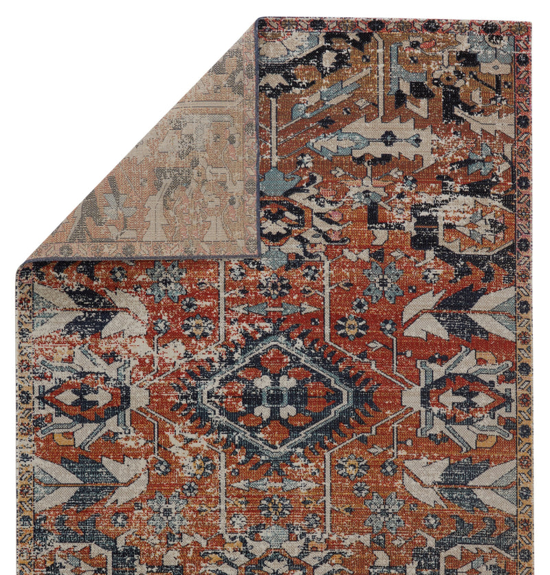 Ansilar Indoor/Outdoor Medallion Orange & Blue Rug