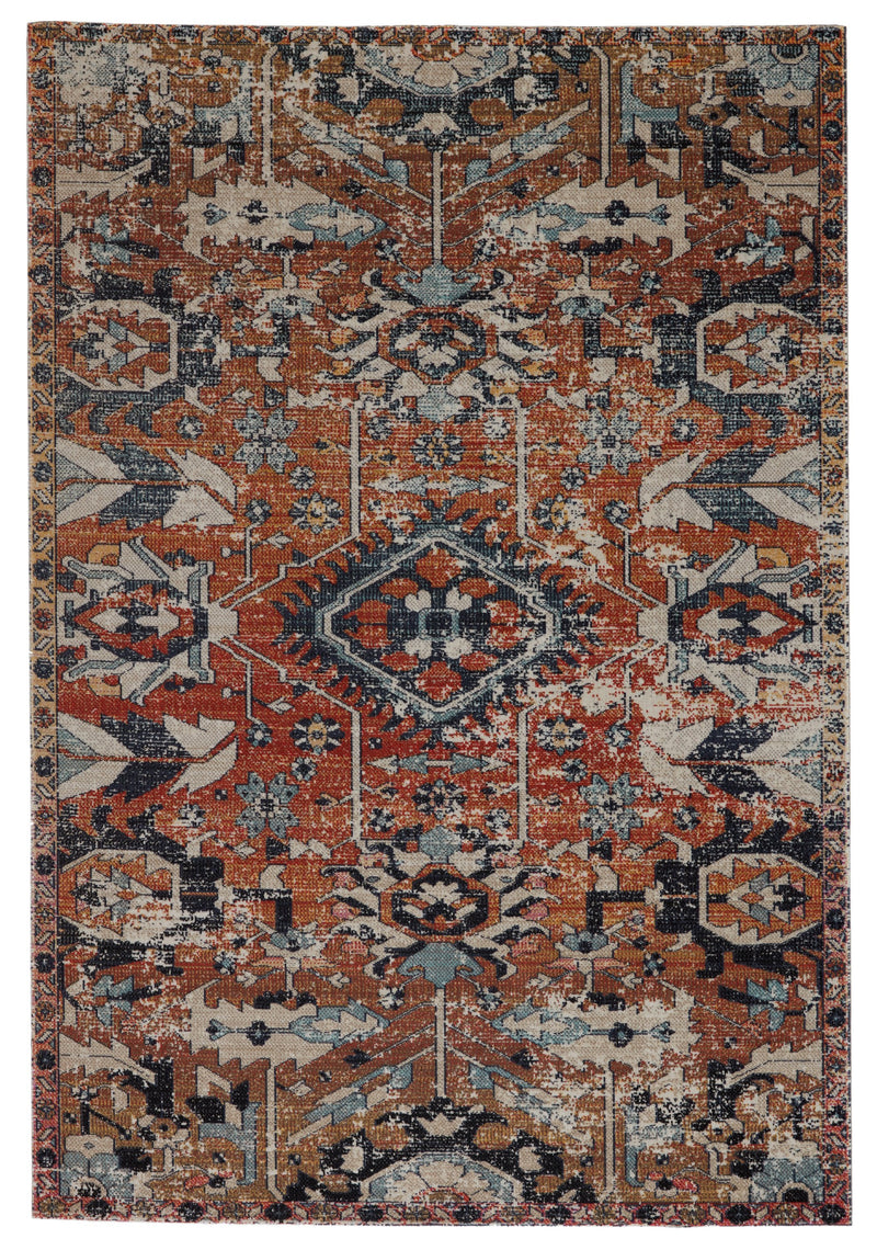 Ansilar Indoor/Outdoor Medallion Orange & Blue Rug