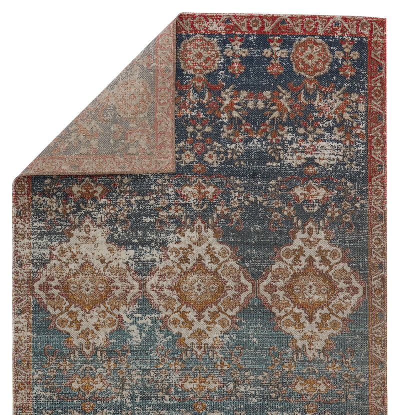 Freemond Indoor/Outdoor Medallion Blue & Red Rug