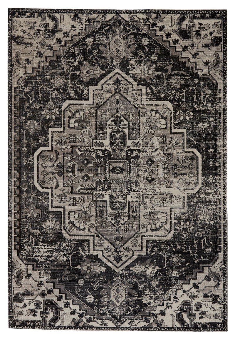 Ellery Indoor/Outdoor Medallion Black & Grey Rug