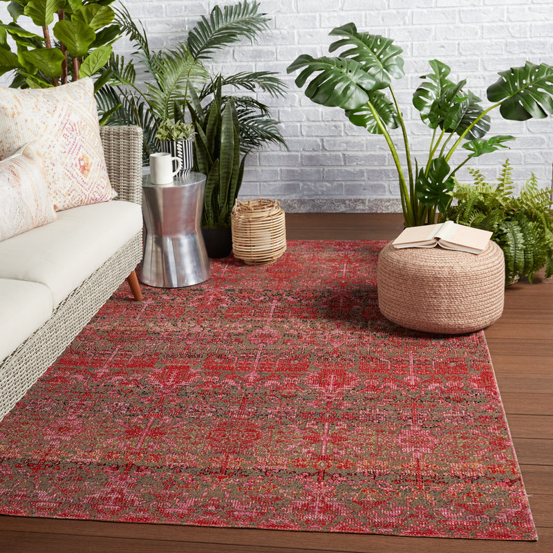 Bodega Indoor/Outdoor Trellis Red & Taupe Rug