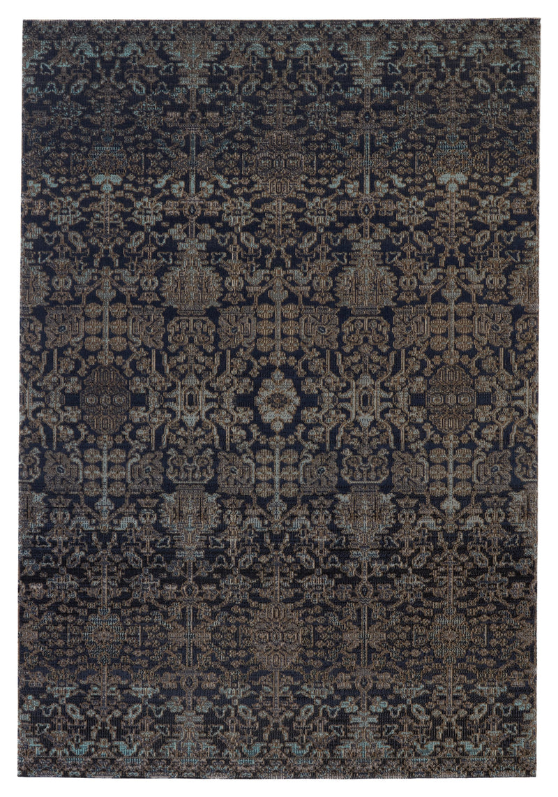 Bodega Indoor/Outdoor Trellis Dark Blue & Taupe Rug