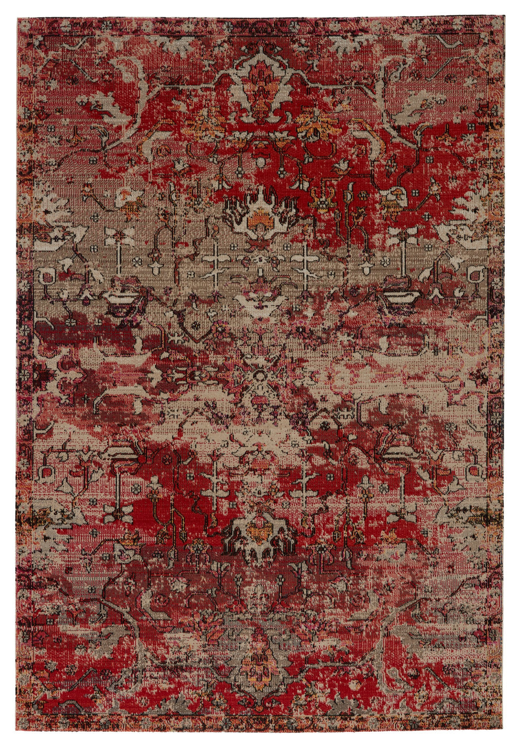 Fayette Indoor/Outdoor Oriental Red & Beige Rug