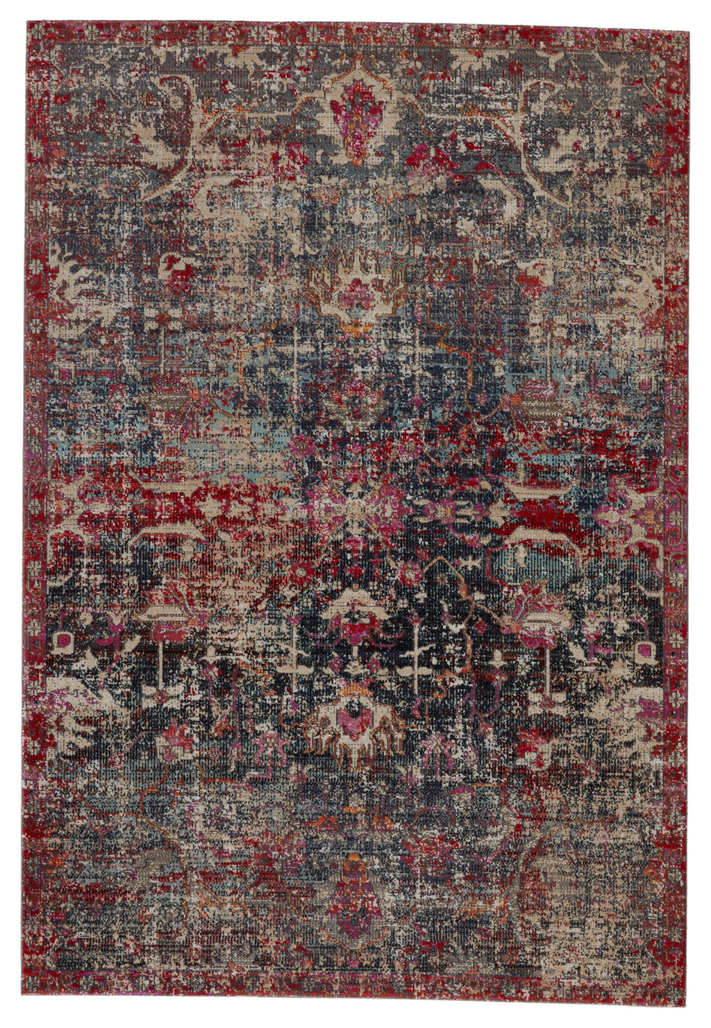 Fayette Indoor/Outdoor Oriental Dark Blue & Red Rug