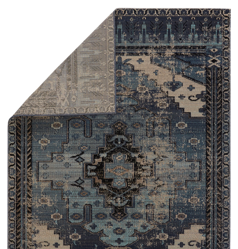 Cicero Indoor/Outdoor Medallion Rug in Blue & Gray