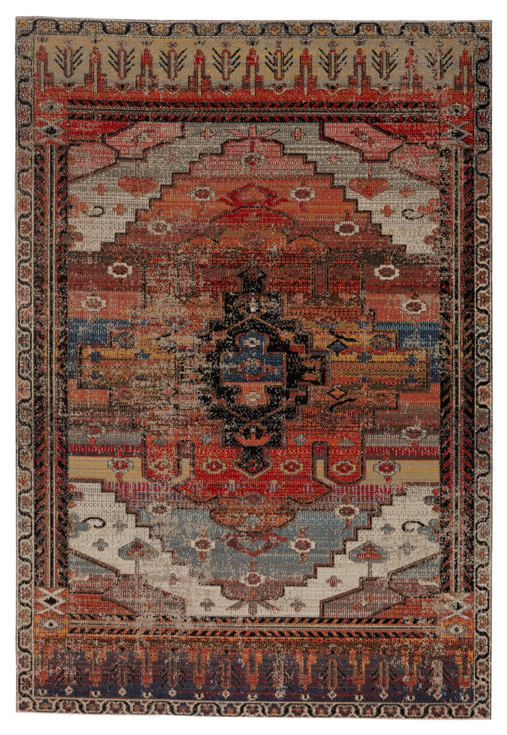 Cicero Indoor/Outdoor Medallion Rug in Multicolor & Orange