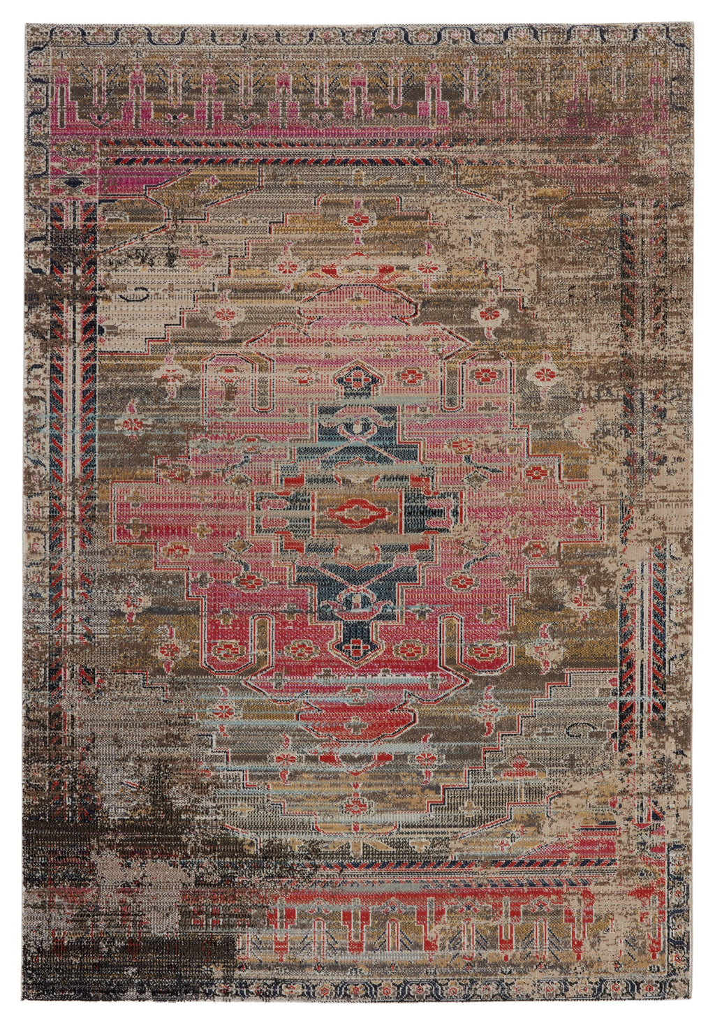 Cicero Indoor/Outdoor Medallion Pink & Taupe Rug