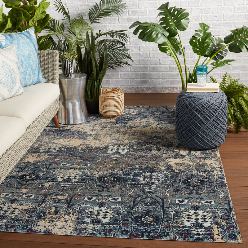 Genesee Indoor/Outdoor Trellis Blue & Beige Rug