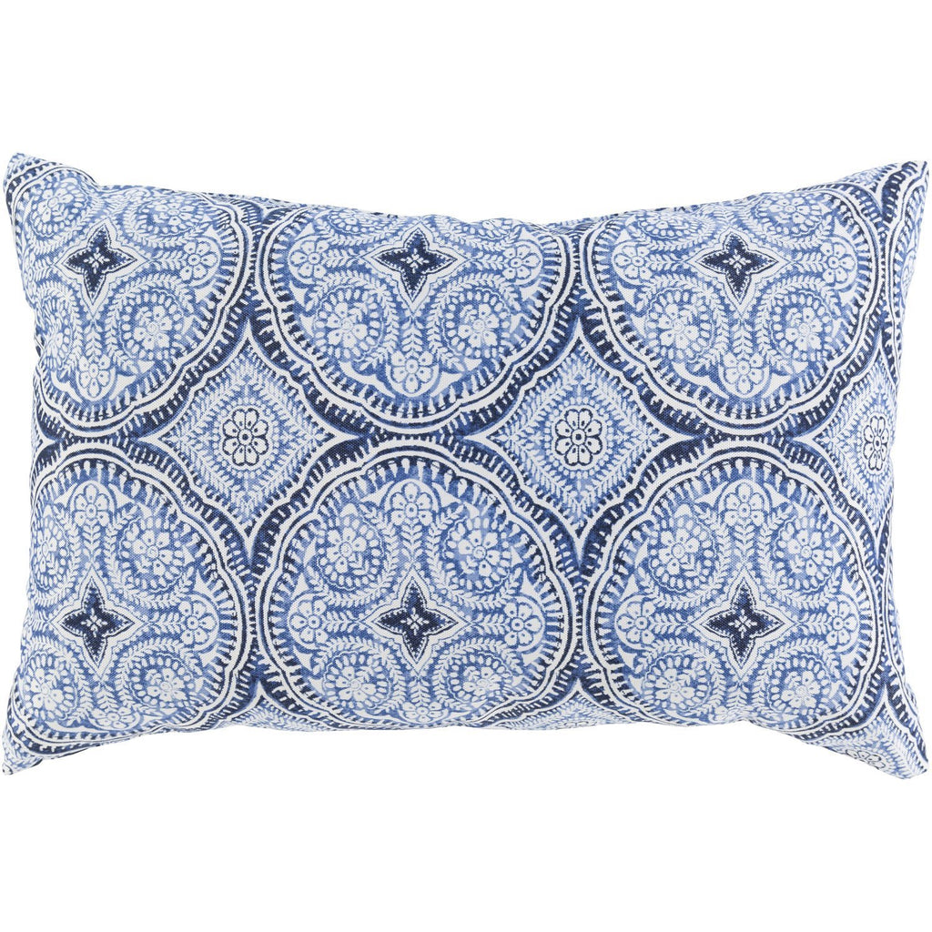 Pippa PPA-001 Woven Pillow in White & Bright Blue by Surya