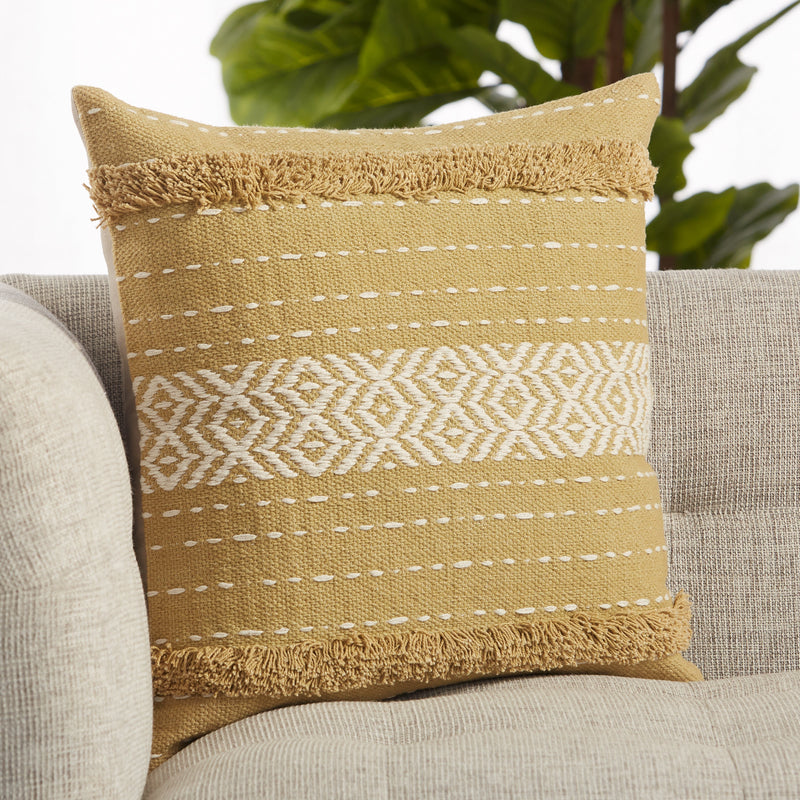 Palmyra Tribal Pillow in Green & White