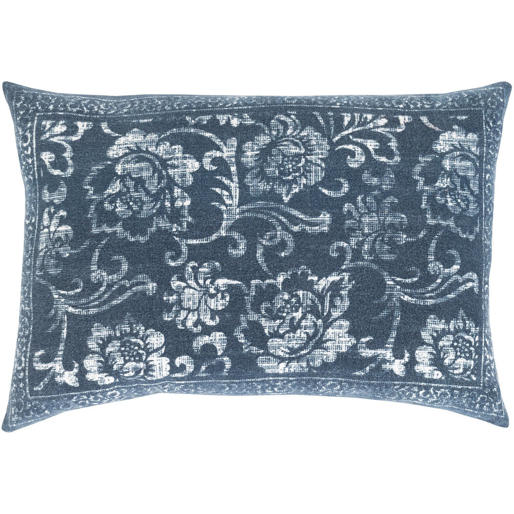 Porcha PRC-002 Woven Lumbar Pillow in Dark Blue & White by Surya