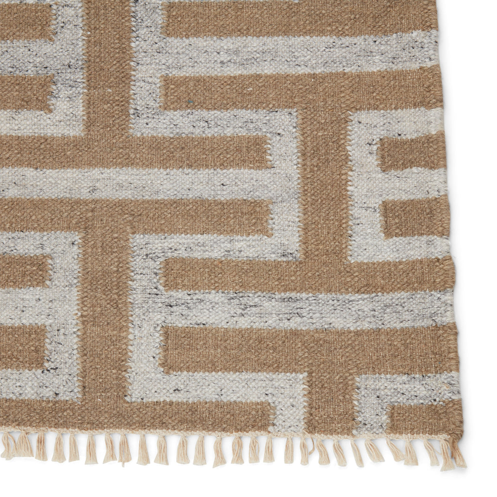 Holmes Handmade Geometric Silver & Taupe Area Rug