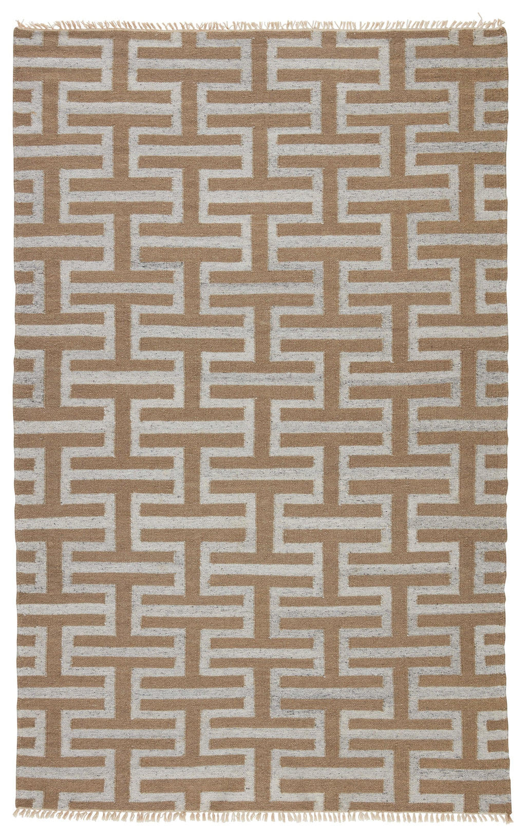 Holmes Handmade Geometric Silver & Taupe Area Rug