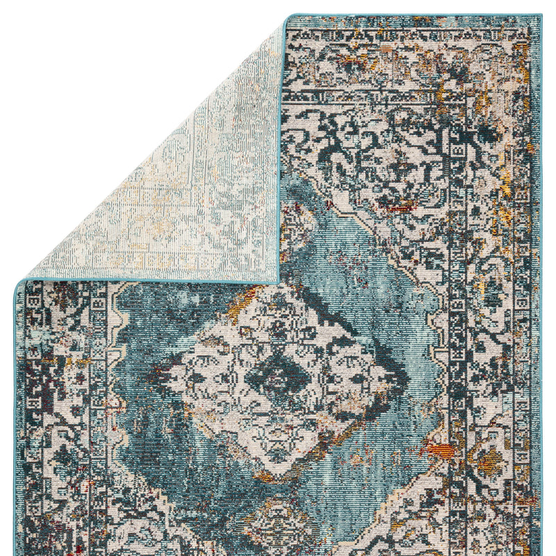 Romina Medallion Rug in Colonial Blue & White Swan design by Jaipur Living