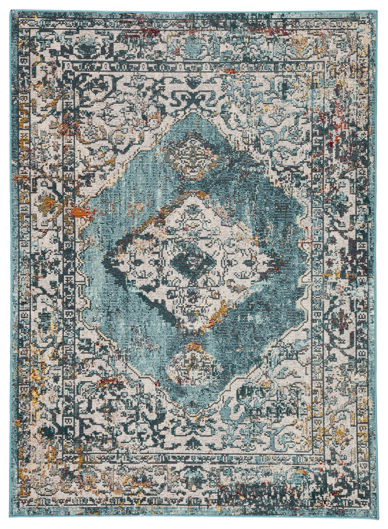 Romina Medallion Rug in Colonial Blue & White Swan design by Jaipur Living