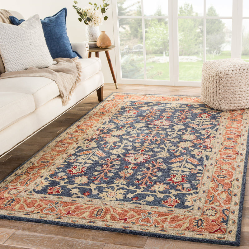 Presley Handmade Oriental Blue & Red Area Rug