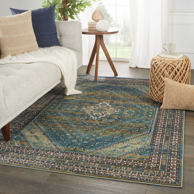 Selah Medallion Rug in Blue & Green