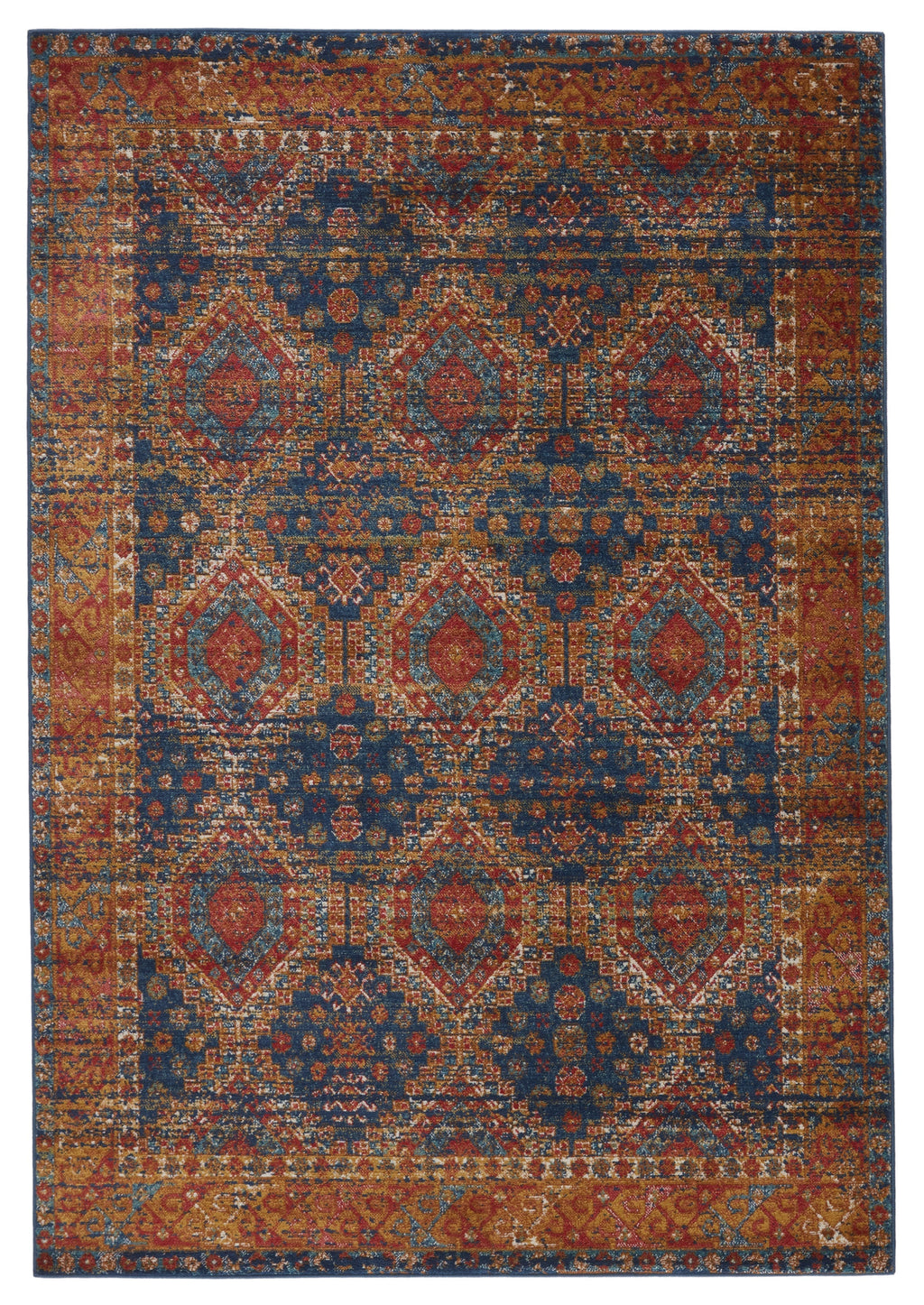 Quillen Medallion Rug in Blue & Red