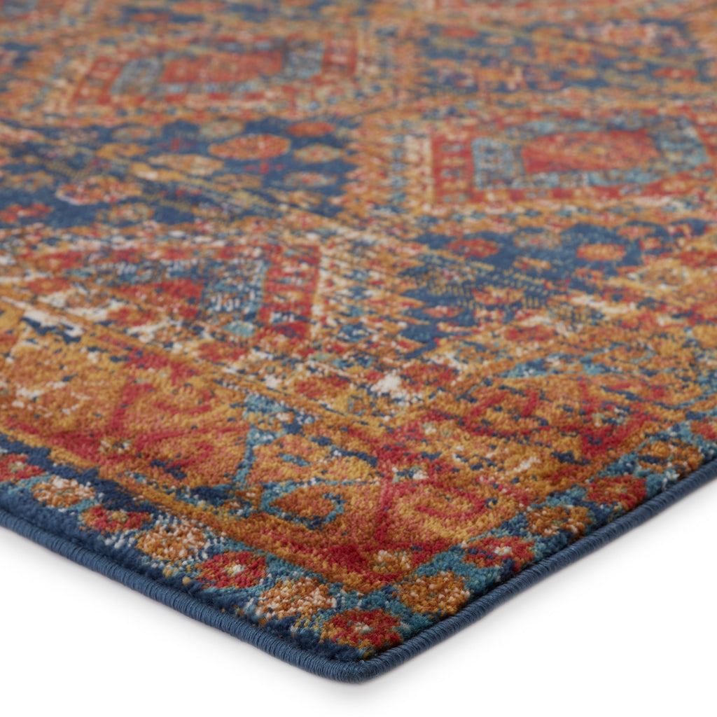 Quillen Medallion Rug in Blue & Red