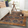 Quillen Medallion Rug in Blue & Red