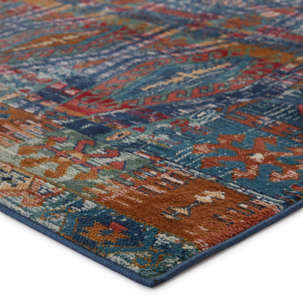 Miron Trellis Rug in Blue & Red