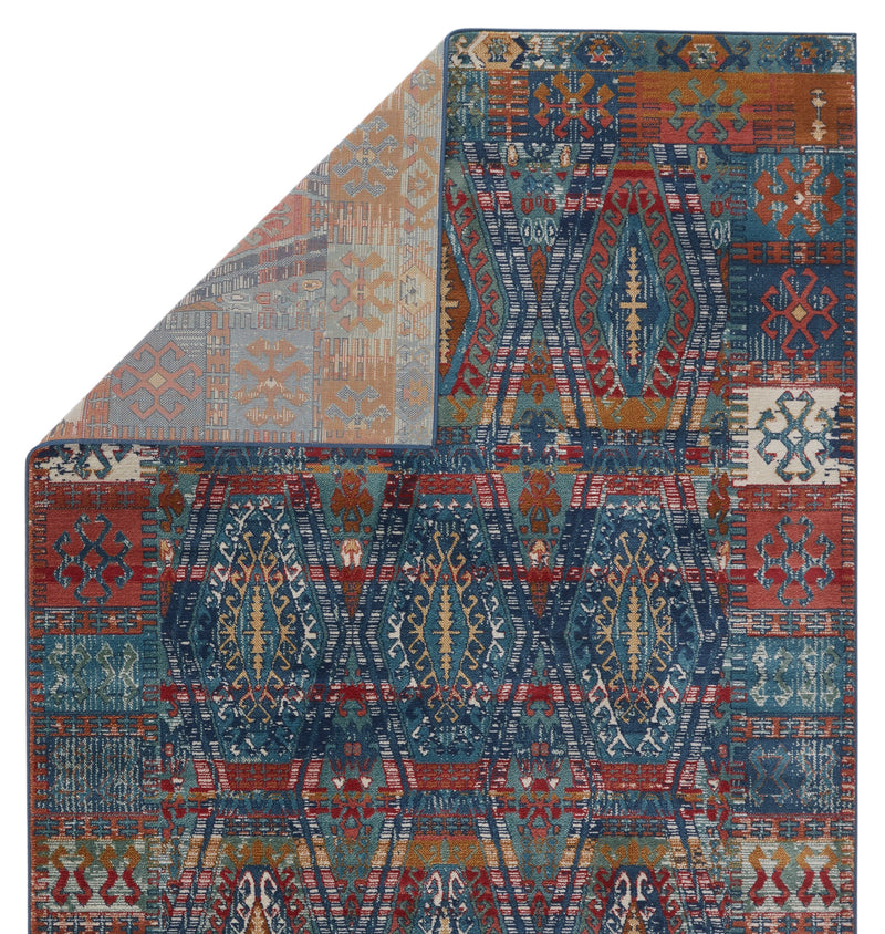 Miron Trellis Rug in Blue & Red